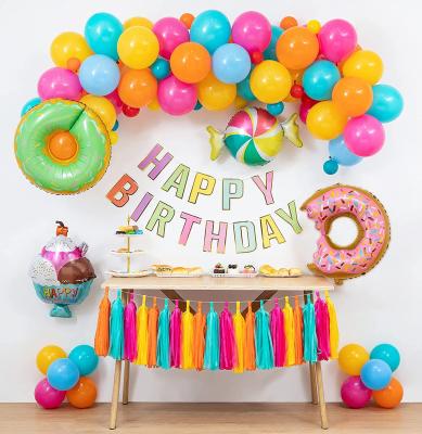 China Festival Decoration Selection Donuts Candy Birthday Party Decorations Candy Balloons Arch Kit Ice Cream Foil Balloon Tassel Birthday Party Paper Decoration for sale