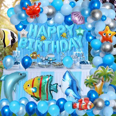 China Festival Decoration Selection Ocean Theme Balloon Garland Arch Kit With Birthday Party Decoration For Kids Dolphin Shark Balloons Party Supplies for sale