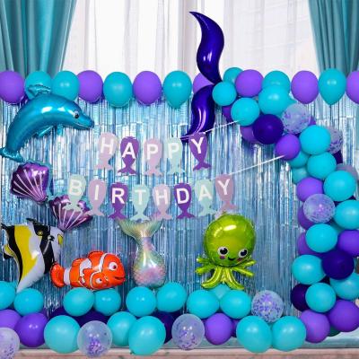 China Festival Decoration Selection Ocean Theme Birthday Party Decorations Under The Sea Shell Foil Balloon For Boys Girls Party Baby Shower Banner for sale