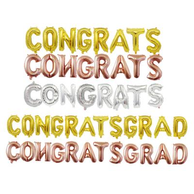 China Happy Graduation Balloons Banner Festival Decoration Selection 16 Inch Letter Balloons Foil Mylar Balloons Set For Graduation Party Decorations Supplies for sale