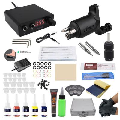 China Kissure Permanent Rotary Tattoo Machine Kit 5 Colors Ink Professional Tattoo Equipment Body Art LED Power Supply for sale