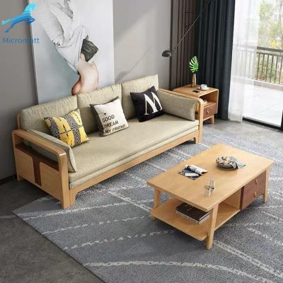 China Mordem Gray Color Solid Wood Sitting Room Wholesale Comfortable Solid Wood Foldable Sofa for sale