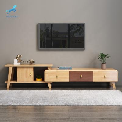 China Wholesale Nordic Living Room Furniture Solid Wood Color Log Style Solid Wood Extendable TV Stand for sale