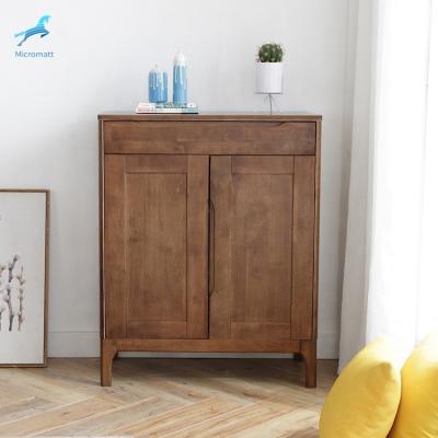 China Brown Color Japanese Style Solid Wood Shoe Rack Customizable Living Room Furniture Living Room Storage Cabinet for sale