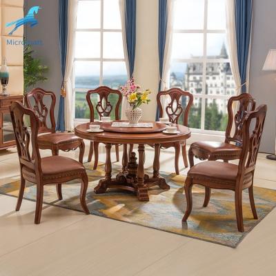 China Wholesale American Style Dining Furniture Dark Color Crcular Solid Wood Solid Wood Multi Functional Dining Table for sale