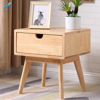 China Factory direct sale Japanese style log color bedroom furniture solid wood storable bedside table for sale