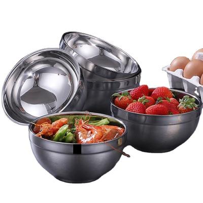 China Cheap Viable Rice Soup Bowl Heat Insulated Salad Double Walled Serving Mixing Bowls Small Stainless Steel Rice Bowl for sale