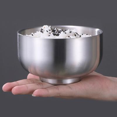 China Durable Double Wall Soup Bowl Stainless Steel Anti Scald Metal Salad Bowl For Canteen Restaurant Home for sale