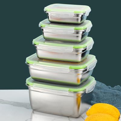 China Hot Selling 304 Stainless Steel Square Lunch Box Containers Amazon Freshness Storage Bento Box With Well Lid for sale