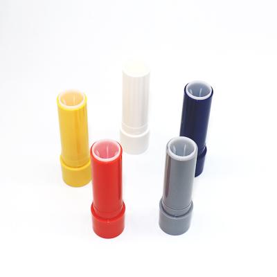 China Recyclable Container Mini Lip Balm Tubes from Empty Blue White Gray Orange Round Plastic Lipstick from Manufacturer for sale