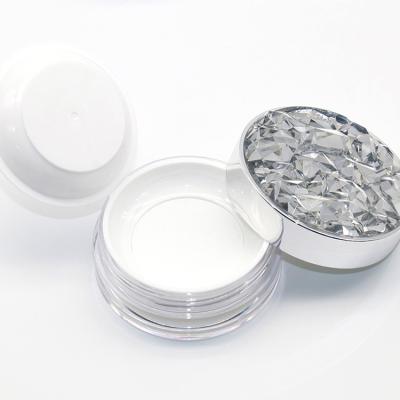 China Hot Selling Cosmetic Custom Round Empty Container Large Mouth Loose Powder Jar With Diamonds Cover for sale