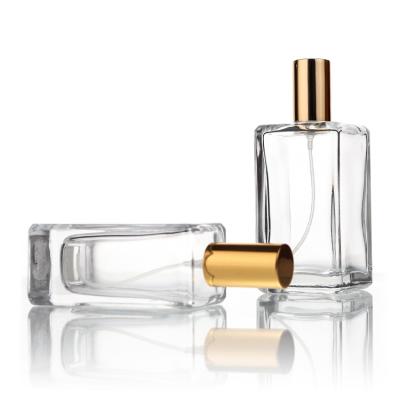 China Perfume 2023 Wholesale 30ml 50ml 100ml Square Shape Clear Glass Perfume Bottle With Sprayer for sale