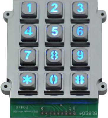 China Ruggedized Backlit 12 Keys Keypad Vandal Resistant Keypad Dot Matrix for sale