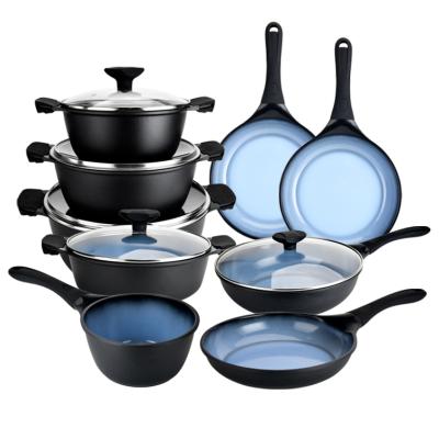 China Sustainable Custom Kitchenware Set Cooking Pots Pans Wok Cassers Non-Stick Cookware Sets for sale