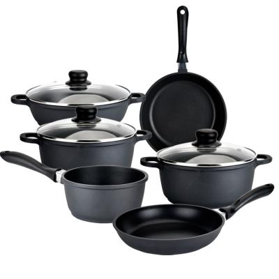 China Non Stick Sustainable Kitchenware Aluminum Non Stick Cookware Sets With Detachable Pan Handle for sale