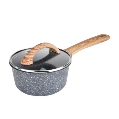 China Viable Wholesale Custom Aluminum BBQ Nonstick Cookware Sets Marble Sauce Pans Set for sale