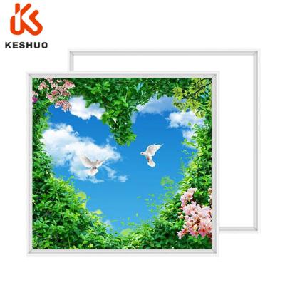 China Modern KESHUO Customize Picture Sky Ceiling 600x600 Led Panel Light For Home Indoor Office Lighting Ultra Thin 2*4 Led Panel Light 2*2 for sale