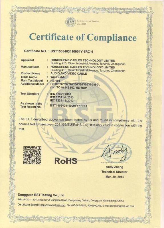 RoHS - Hongsheng (Zhongshan) Cables Technology Limited