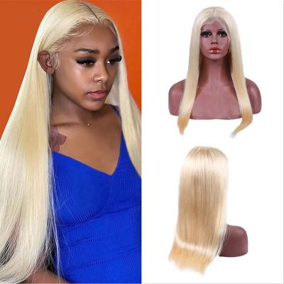 China Good Quality Raw Virgin Hair Bone Straight Cuticle Aligned Blonde Straight Lace Wigs In Light Color 613 Stock Wigs for sale