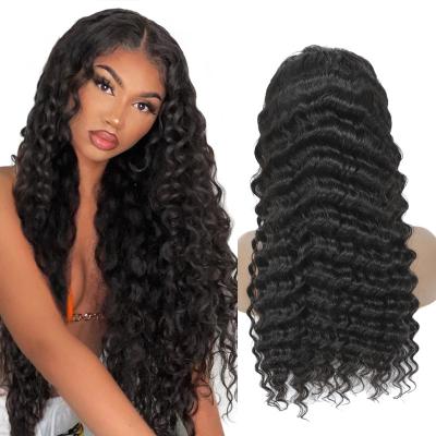 China Cheap Factory Direct Deep Wave 150 Density Factory Direct Human Hair Medium Wave Brown Virgin Hair Virgin Hair Wig For Black Women for sale