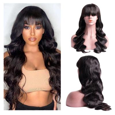 China Body With Bangs China Factory Supply Body Wigs 100% Machine Made Hair Full Wigs With Bangs For Black Women for sale