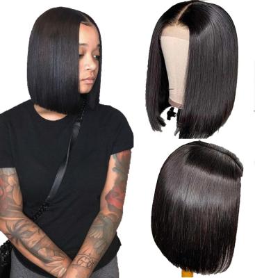 China Hot Selling Transparent Lace Straight Bob Human Hair Wigs Brazilian Straight Remy Human Hair Bob Wigs For Woman for sale