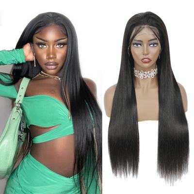 China 360 Straight High Quality Straight Lace Bandeau 180 Density 12A Lace Front Wig Brazilian Real Virgin Hair For Black Women for sale