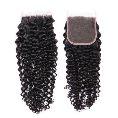 China Hd Curly Hot Selling Transparent Swiss Lace For Hair Brazilian Curly Remy Virgin Human Hair Closure Closure for sale