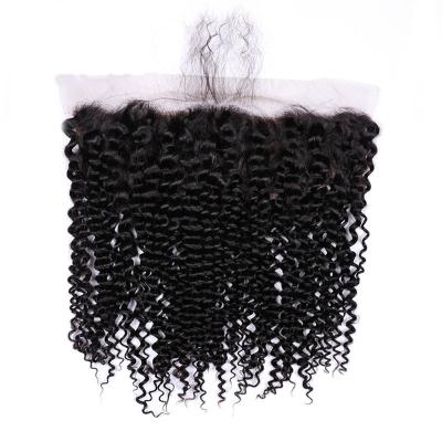 China 13x4 Hot Selling Curly Wave HD Curly Frontal Lace Up Frontal 100% Pre Plucked Hair Band for sale