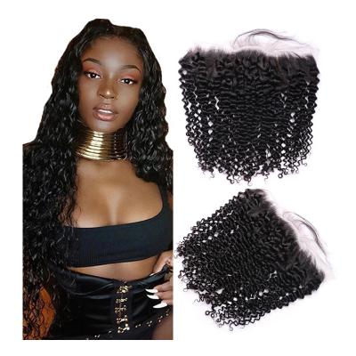 China Cheap Raw Virgin Curly Hair Band 13X4 HD Wave Curly Transparent Lace Headband With Baby Hair for sale