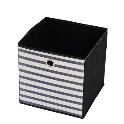 China Printing Non-woven Viable Without Lid Round Stripe Black Button Underwear Storage Box for sale