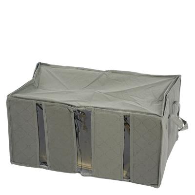 China 65L Sustainable Clothing Storage Bag 3 Window Cover Nonwoven Embossed Storage Box for sale