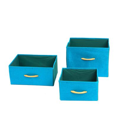 China Viable High Quality Blue Durable Clothing Nonwoven Fabric Storage Boxes Trash Cans for sale