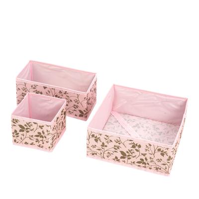 China Durable Oxford Fabric Washable Pink Flower Foldable Household Jars Clothing Storage Box for sale