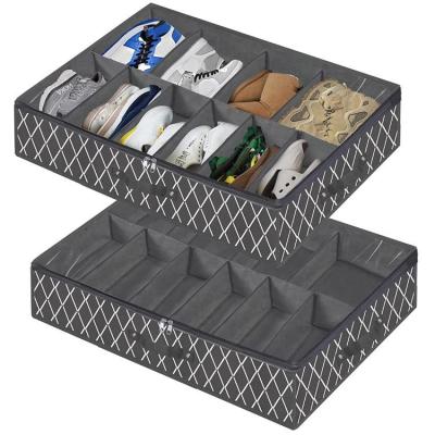 China Amazon Viable Under Bed Shoe Storage Box Clear PVC Coating Folding Grid Nonwoven Storage Bag for sale