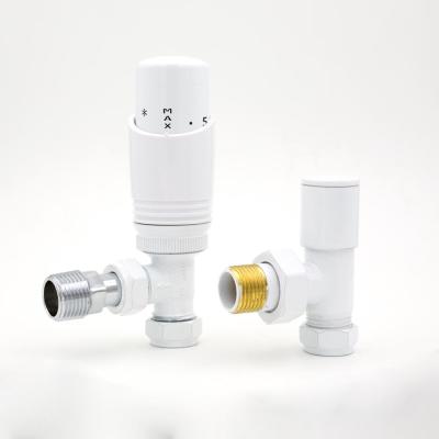 China 15mm UK 1/2 White Angle Thermostatic Radiator Valve Set 1/2*15mm for sale