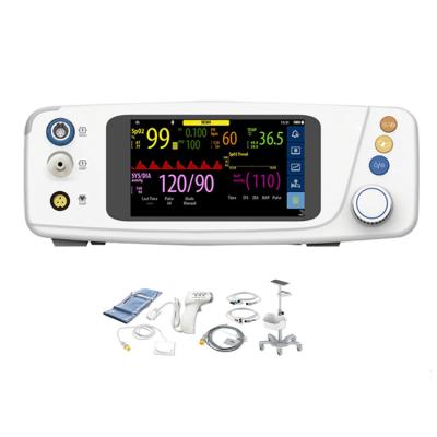 China Medical Health Care 5 Inch Capnograph ETCO2 Telemedicine Patient Monitor ICU Heart Monitor With Cart for sale