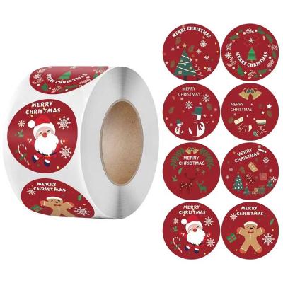 China Color Print Sticker 500 Sheets / Roll Custom Roll Christmas Stickers Around 2.5cm Decoration Party Decorative Gift Wrapping Labels for sale