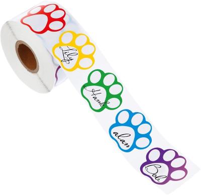 China Water Proof Low Price Self Adhesive Cat Paw Shape Kids Cartoon Cute Animal Sticker for sale