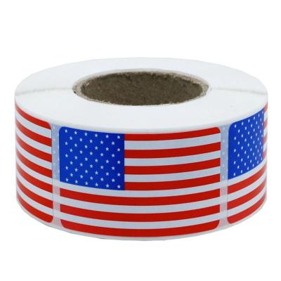 China Custom Water Proof Self Adhesive Waterproof Event Labels American Flag Decorative Stickers for sale