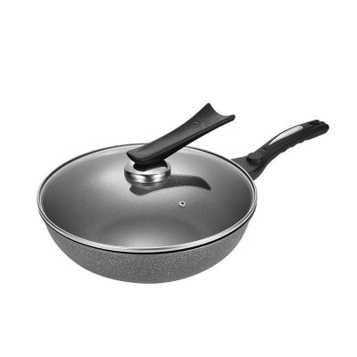 China Amazon Sustainable Hot Sales Marble Coated Cast Aluminum Non Stick Frying Wok 30cm for sale