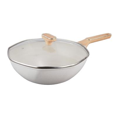 China New Arrival Sustainable Nonstick Medical Stone Die Casting Aluminum Wok Pan With Lid for sale