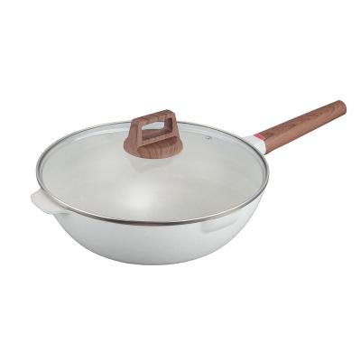 China 2022 Viable Best Selling Universal Nonstick Cast Aluminum Wok Pan With Glass Cover for sale