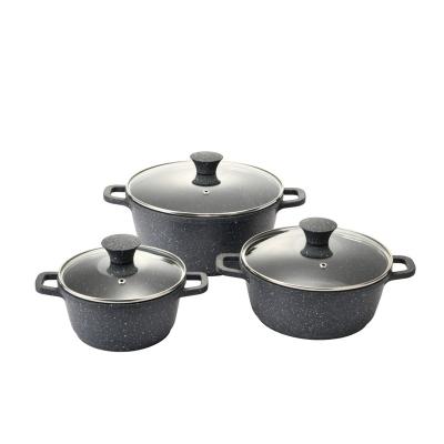 China Sustainable Induction Kitchen Cookware Sets Die Casting Nonstick Soup Pot Set 6 Piece Dishwasher Safe Cooking Pots for sale