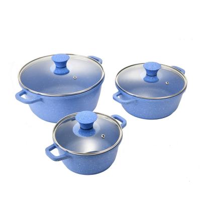 China Viable Wholesale Colored Stock Pot Kitchen Medical Cookware Stone Pot Set With Induction Bottom for sale