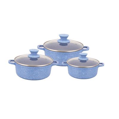 China Sustainable High Quality 6 Pieces Granite Die Cast Casserole Set With Nonstick Lid Coating for sale