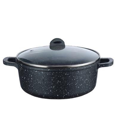 China New Arrival Sustainable Induction Casserole Non-Stick Soup Pot With Soft Touch Handle And Glass Lid for sale