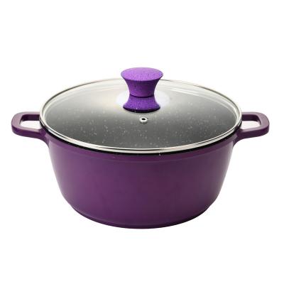 China Sustainable Stock 5QT Pot With Nonstick Lid Pan Cooking Pot Pasta Pot With Purple Coating, Heat-Resisted Silicon Handle for sale