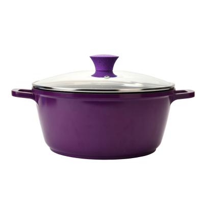 China Durable Cast Aluminum Purple Matrix Coating Dishwasher Safe 24cm Casserole With Induction for sale