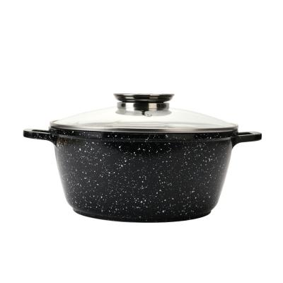 China Viable Die Cast Aluminum Pot Cookware Set Size From 16 To 40CM With Glass Lid for sale